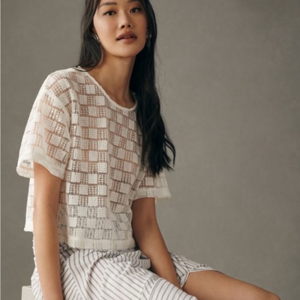 Sunday in Brooklyn Sheer Sequin Tee Small Anthropologie